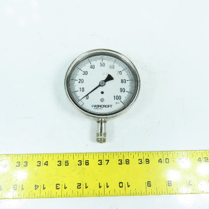 Ashcroft 3.5" 0-100 PSI Stainless 316 Pressure Gauge 3/8"
