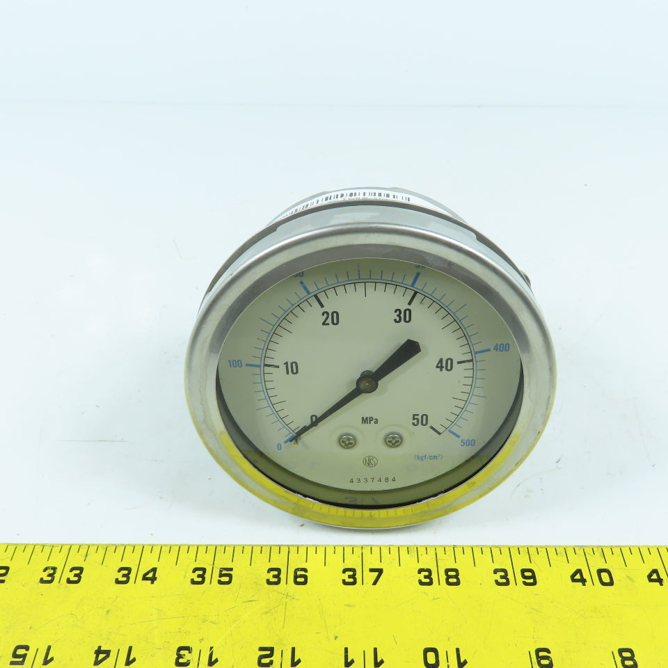 NKS GV4-D3/8 100X500-GV-47-133 Pressure Gauge 4" Face 0-500 kgf/cm2 0-50MPa 3/8"