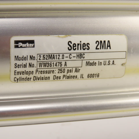 Parker 2.52MA12.0-C-HBC Double Acting Guided Air Cylinder 12" Stroke 2.5" Bore