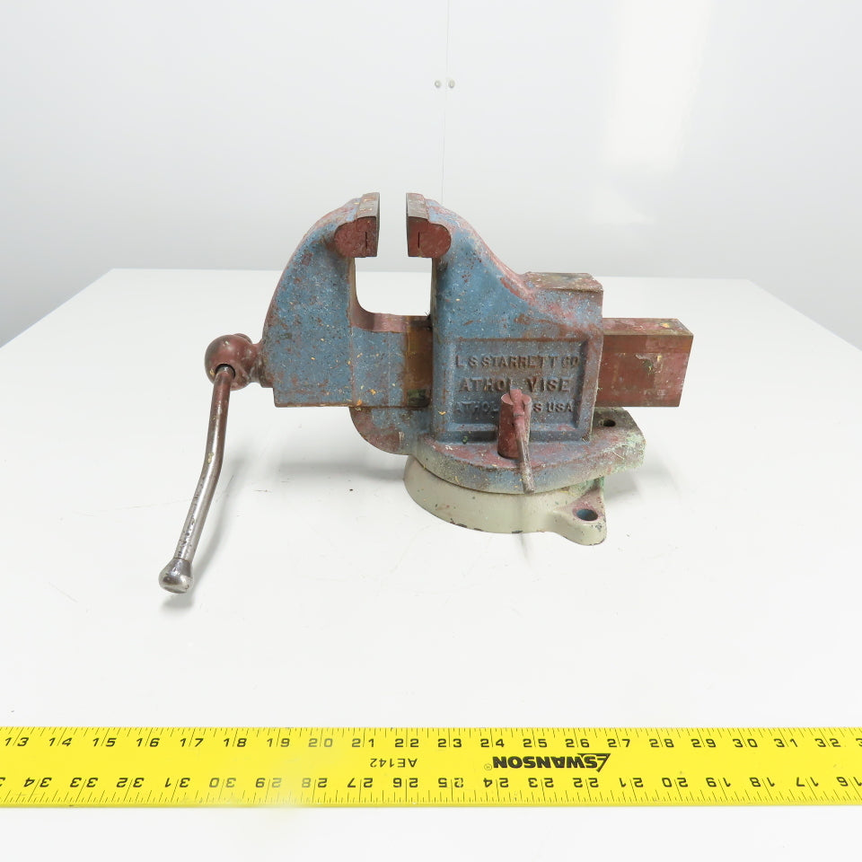 LS Starrett 924 Athol 4" Wide x 6" Open Swivel Base Bench Mount Machinists Vise
