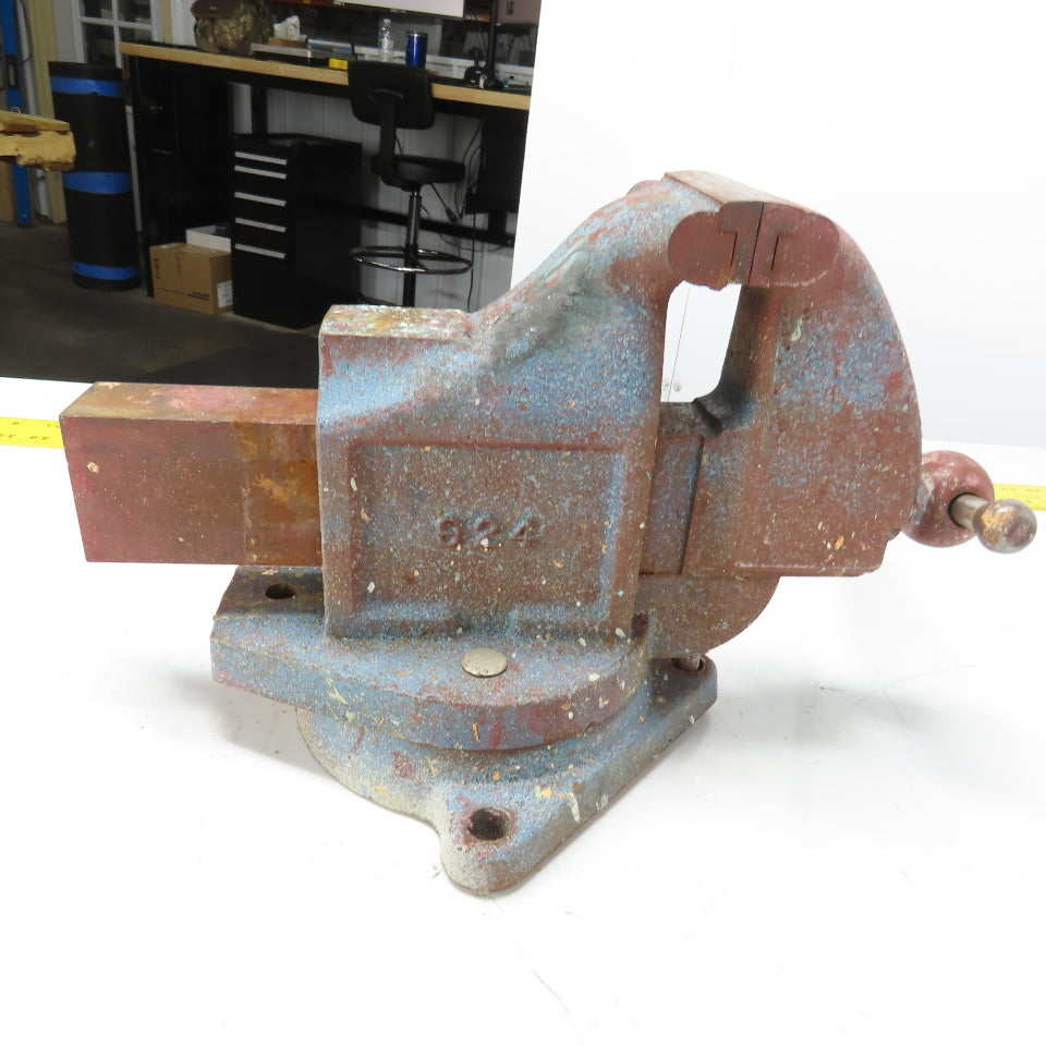 LS Starrett 924 Athol 4" Wide x 6" Open Swivel Base Bench Mount Machinists Vise