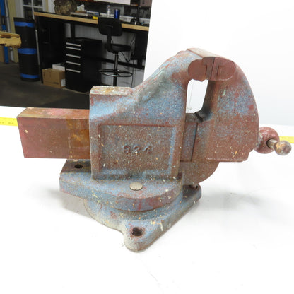 LS Starrett 924 Athol 4" Wide x 6" Open Swivel Base Bench Mount Machinists Vise