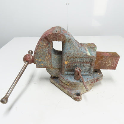 LS Starrett 924 Athol 4" Wide x 6" Open Swivel Base Bench Mount Machinists Vise