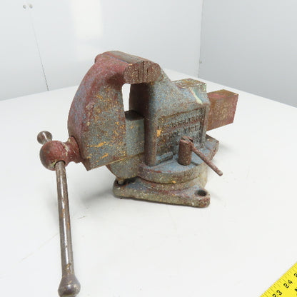 LS Starrett 924 Athol 4" Wide x 6" Open Swivel Base Bench Mount Machinists Vise