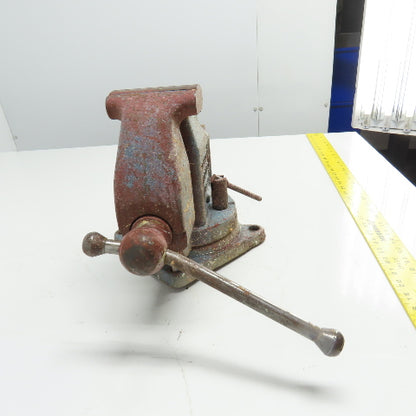 LS Starrett 924 Athol 4" Wide x 6" Open Swivel Base Bench Mount Machinists Vise