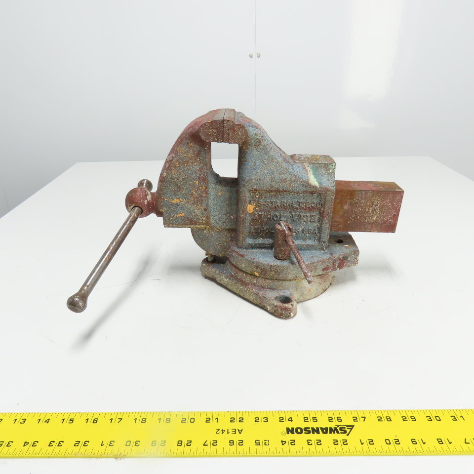 LS Starrett 924 Athol 4" Wide x 6" Open Swivel Base Bench Mount Machinists Vise
