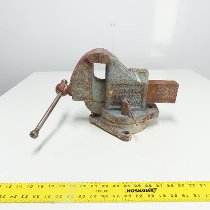 LS Starrett 924 Athol 4" Wide x 6" Open Swivel Base Bench Mount Machinists Vise