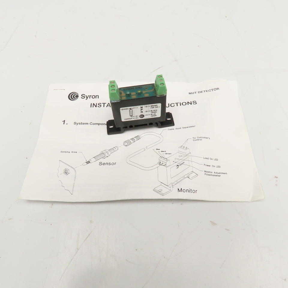 Syron SMR36005 M5 Nut Detector Sensor PNP Monitor Module 24V