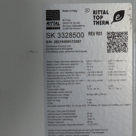 Rittal SK 3328500 Top Therm Wall Mount Enclosure Cooling Unit 230V 1PH