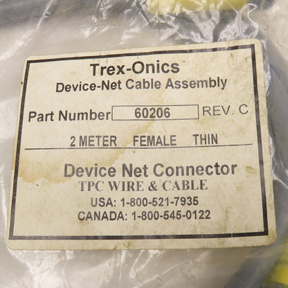 Trex-Onics 60206 Device Net Cable Assembly 2M Female