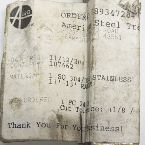 1" x 1" x 24" OAL 304/304L Stainless Flat Bar Stock