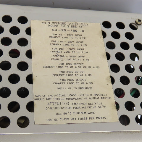Sola 63-23-150-8 Mini / Micro Computer Regulator Power Conditioner 95-520V Input
