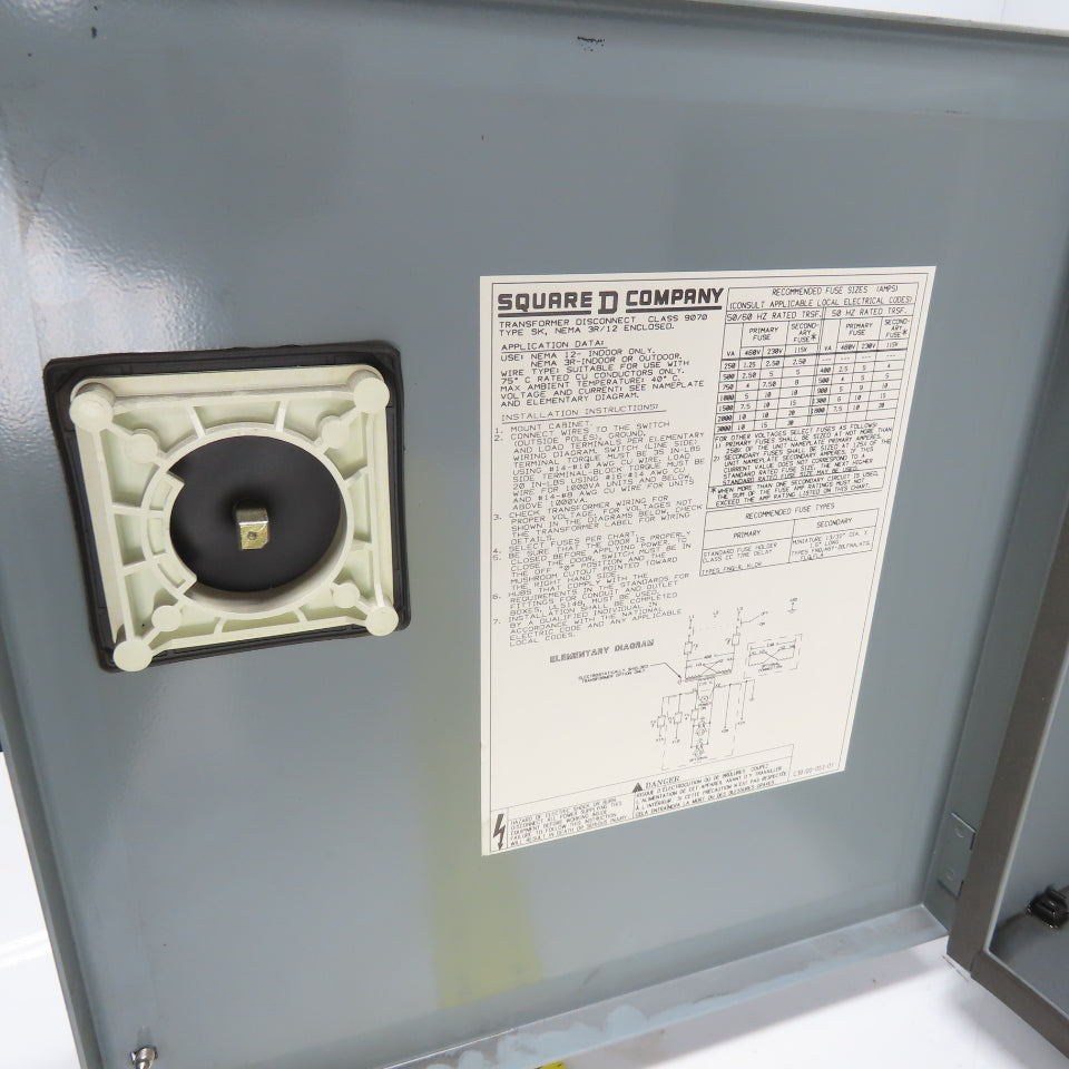 Square D SK1000A2 Class 9070 1000VA Transformer Disconnect 230/460V Pri 115V Sec
