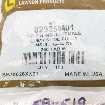 Lawson Products 16-18 Ga. Nylon Insulated Female Slide Terminal Lot Of 100