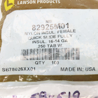 Lawson Products 16-18 Ga. Nylon Insulated Female Slide Terminal Lot Of 100
