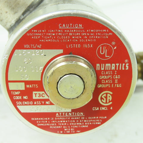 Numatics 12DXD4410 Solenoid Valve 150PSIG 110/120V Coil