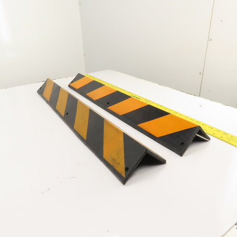 3.5" x 3.5" x 31.5" Long Reflective Rubber Corner Guard Black & Yellow Lot Of 2