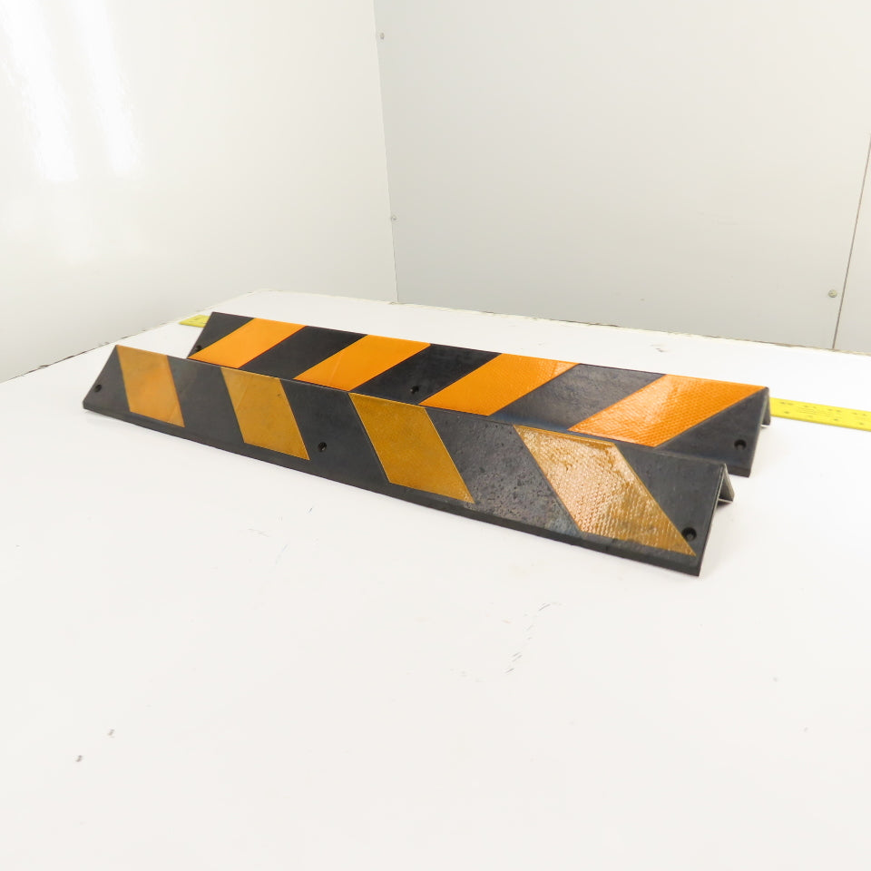3.5" x 3.5" x 31.5" Long Reflective Rubber Corner Guard Black & Yellow Lot Of 2