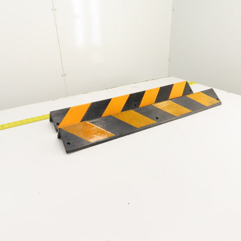 3.5" x 3.5" x 31.5" Long Reflective Rubber Corner Guard Black & Yellow Lot Of 2