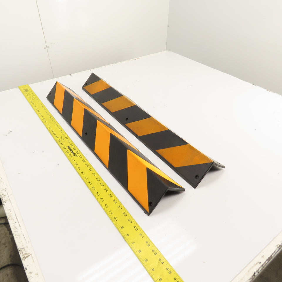 3.5" x 3.5" x 31.5" Long Reflective Rubber Corner Guard Black & Yellow Lot Of 2