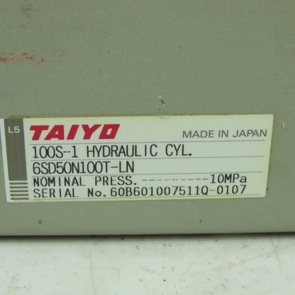 Taiyo 6SD50N100T-LN 100S-1 Hydraulic Cylinder 10MPa 3" Stroke