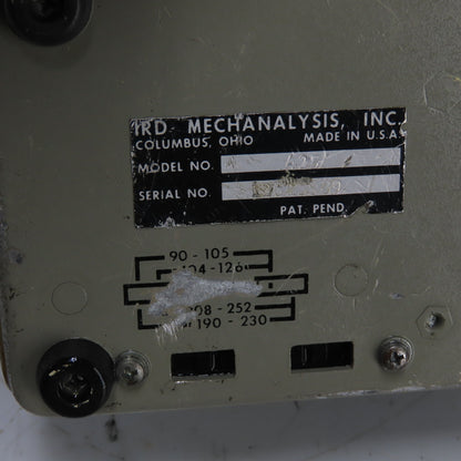 IRD Mechanalysis Model 425 Battery Charger 90-252VAC 48-440Hz 36VA Max