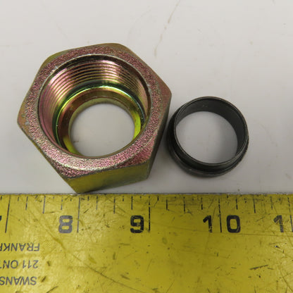 1" Compression x 1" NPT Straight Steel Hydraulic Tube Fitting Lot Of 2