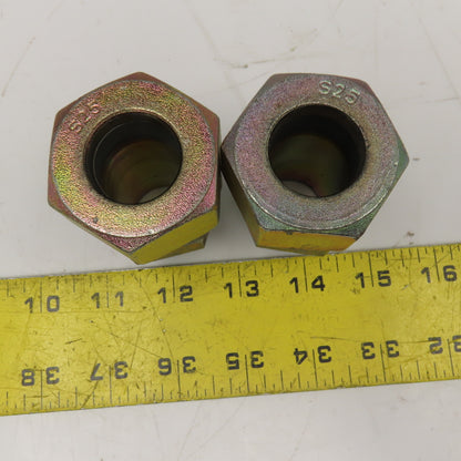 1" Compression x 1" NPT Straight Steel Hydraulic Tube Fitting Lot Of 2