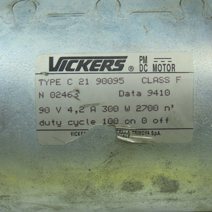 Vickers C 21 90095 90VDC Electric Motor 4.2A 300W 2700RPM (Broken Connector)
