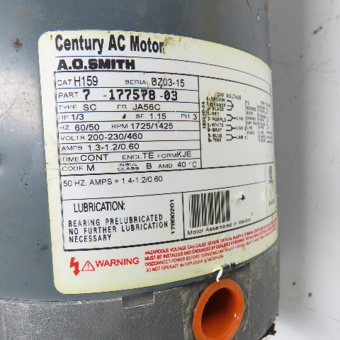 Allen-Lander 3192-FT-01L-024 60:1 Ratio Gear Motor 28.75RPM Output 230/460V 3Ph
