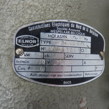 Constructions Electriques B340CS6FE 0.18kW Electric Motor 1730RPM 110/220V 1PH