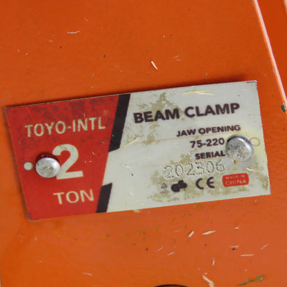 Toyo-Intl 2 Ton Beam Clamp 75-220mm Jaw Opening