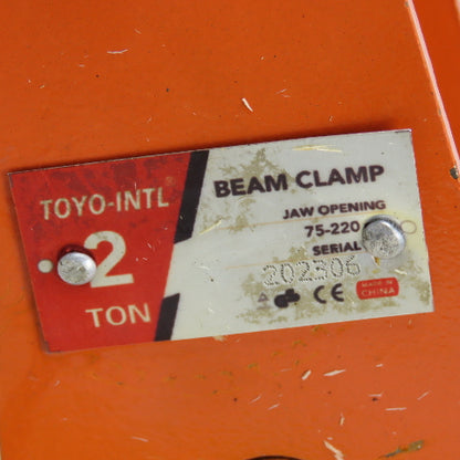 Toyo-Intl 2 Ton Beam Clamp 75-220mm Jaw Opening
