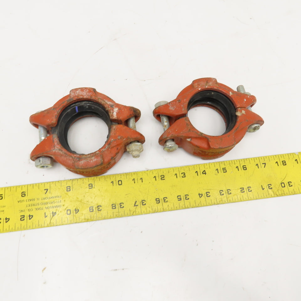Gruvlok Fig. 7000 2" Ductile Iron Rigid Pipe Coupling Purple Seal Lot Of 2
