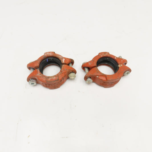 Gruvlok Fig. 7000 2" Ductile Iron Rigid Pipe Coupling Purple Seal Lot Of 2