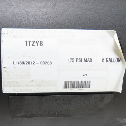 Speedaire 1TZY8 6 Gallon Horizontal Air Tank 175PSI Max