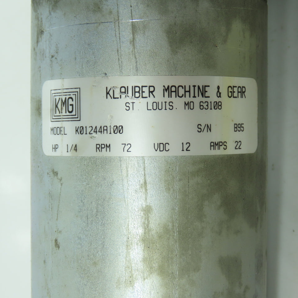 Klauber K01244A100 1/4HP RV Camper Side Out Motor 12VDC 72RPM 3/4" Shaft Tested