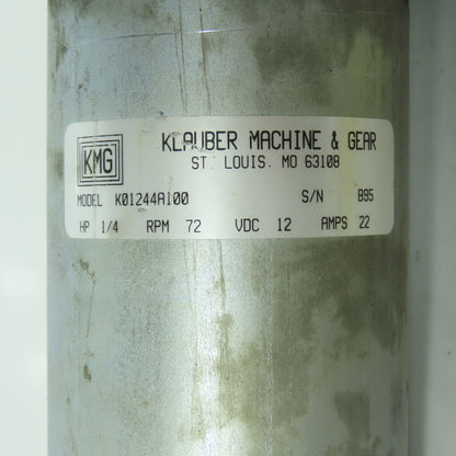Klauber K01244A100 1/4HP RV Camper Side Out Motor 12VDC 72RPM 3/4" Shaft Tested