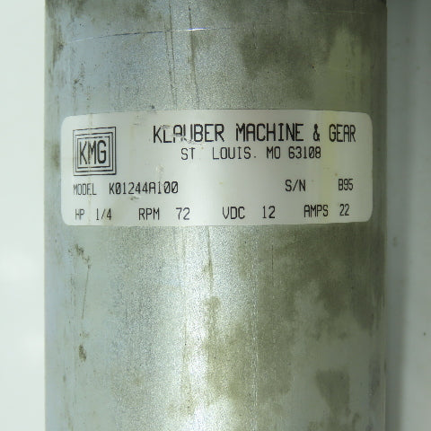 Klauber K01244A100 1/4HP RV Camper Side Out Motor 12VDC 72RPM 3/4" Shaft Tested
