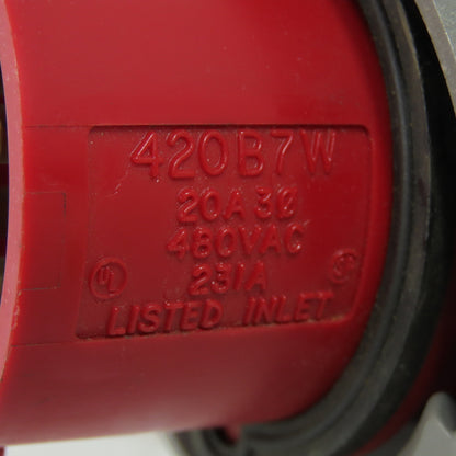 Hubbell 420B7W Pin And Sleeve Inlet Plug 20A 480VAC 3Ph