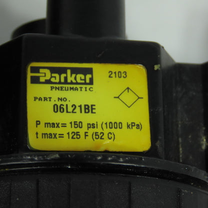 Parker 06E22A13AC 06L21BE Compressed Air Filter Regulator & Lubricator NO BOWL