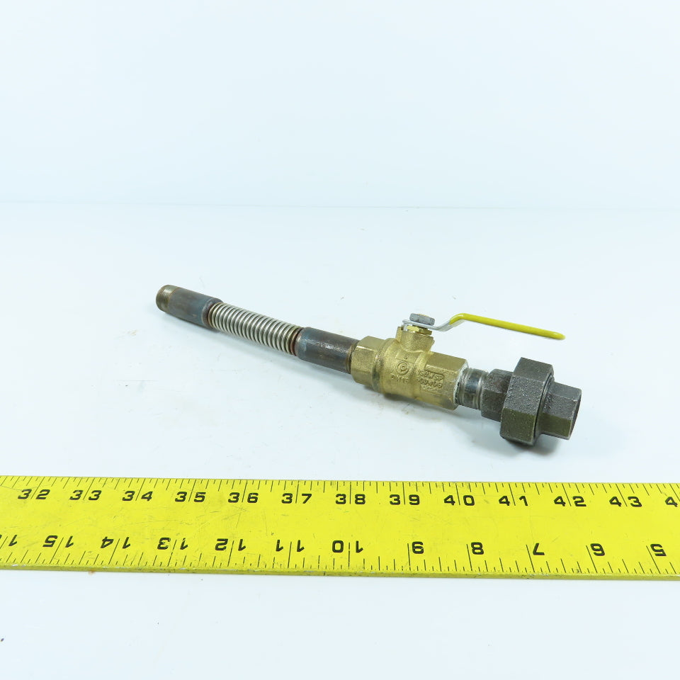 1/2" NPT x 11-1/2" Long Flexible Gas Line Assembly W/ Ball Valve & Union