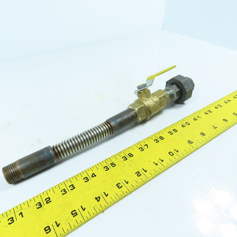 1/2" NPT x 11-1/2" Long Flexible Gas Line Assembly W/ Ball Valve & Union