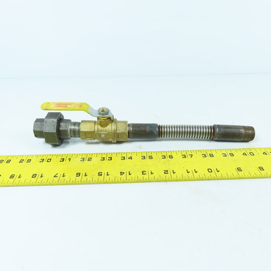 1/2" NPT x 11-1/2" Long Flexible Gas Line Assembly W/ Ball Valve & Union