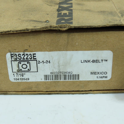 Rexnord F3S223E Link-Belt 4-Bolt Flange Mount Ball Bearing Unit 1-7/16" Bore