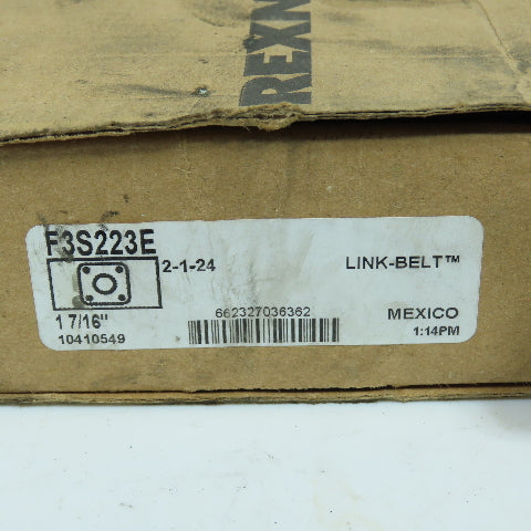Rexnord F3S223E Link-Belt 4-Bolt Flange Mount Ball Bearing Unit 1-7/16" Bore