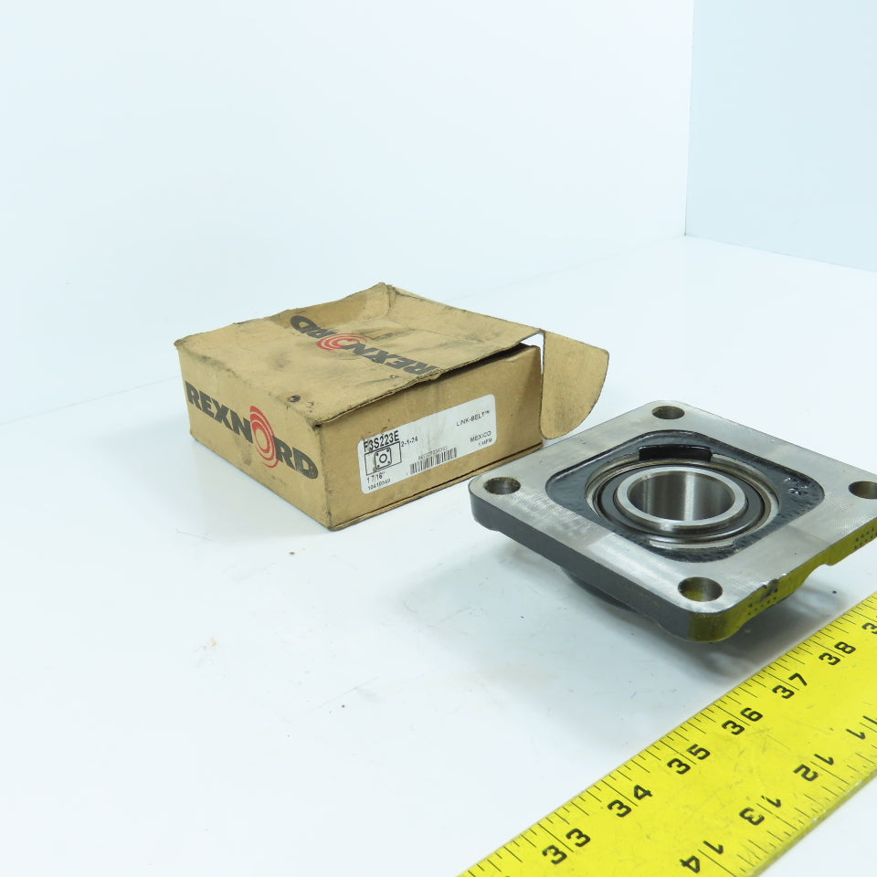 Rexnord F3S223E Link-Belt 4-Bolt Flange Mount Ball Bearing Unit 1-7/16" Bore