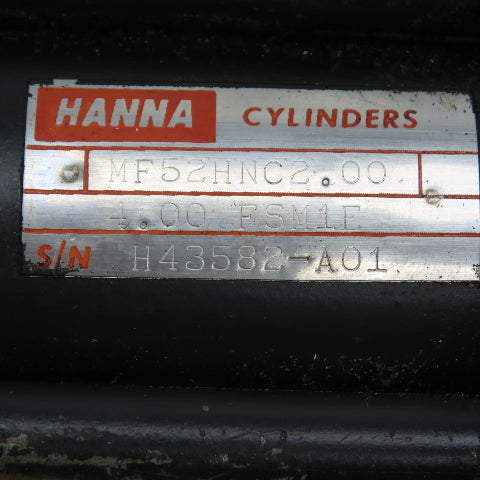 Hanna MF52HNC2.00 Double Acting Hydraulic Cylinder W/ Valve 2" Bore 4" Stroke