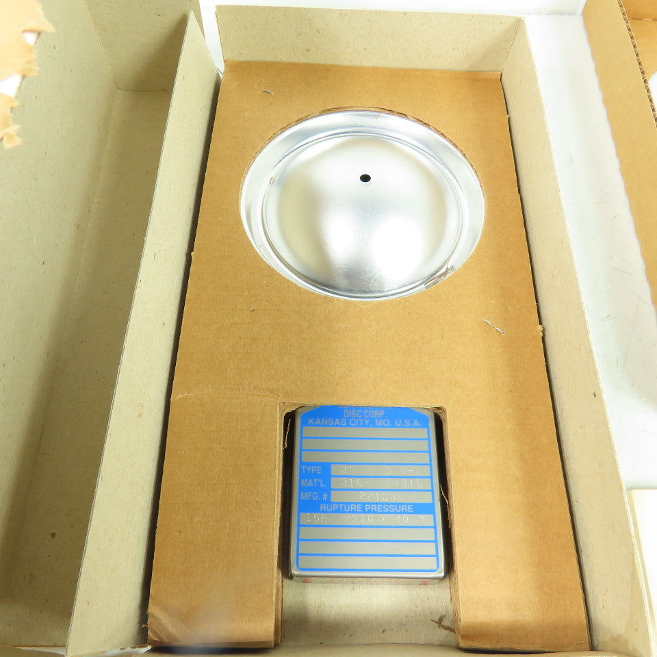 Continental Disk STD-V 3" Rupture Disk 316-Teflon-316 166 PSIG @ 70°F
