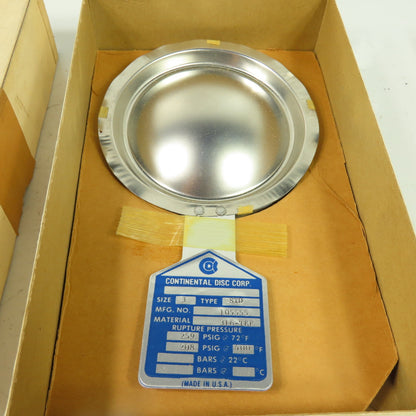 Continental Disk STD 3" Rupture Disk 316-TEF 259 PSIG @ 72°F